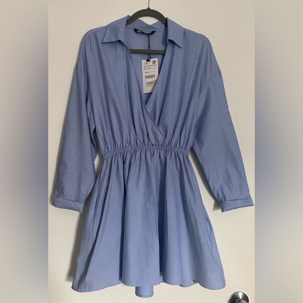 Zara Blue Pleated Smocked Sundress